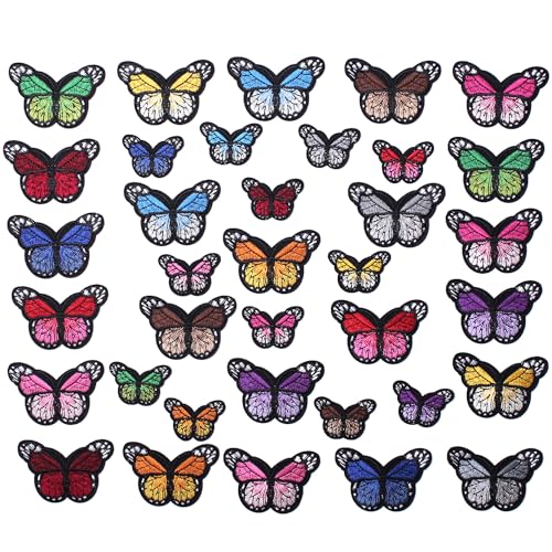 GYGYL 36 Pieces Butterfly Iron on Patch, Embroidered Sew on/Iron on Patch Applique for Clothes, Dress, Hat, Jeans, DIY Accessories von GUYI