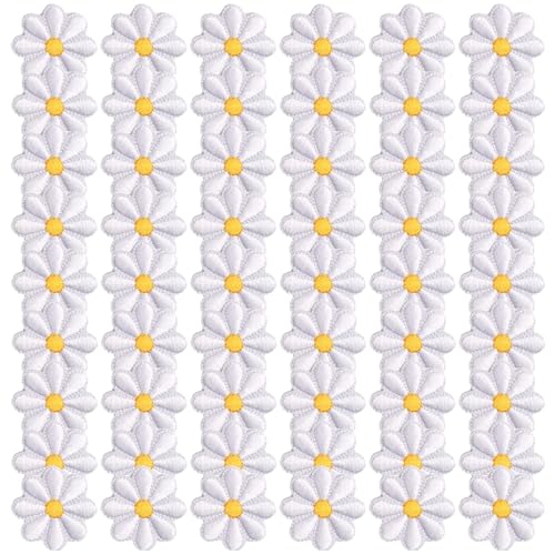 GYGYL 60 Pieces Daisy Flower Iron on Patches, Embroidered Sew on/Iron on Patch Applique for Clothes, Dress, Hat, Jeans, DIY Accessories von GUYI