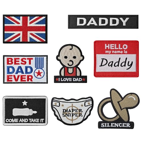 GYGYL 8 Stück Daddy Patches, Klettverschluss Taktischer lustiger Aufnäher für Hüte, Wickeltaschen, Lunch-Taschen GYGYL 8 Stück Daddy Patches, Klettverschluss Taktischer lustiger Aufnäher für Hüte, Wickeltaschen, Lunch-Taschen von GUYI