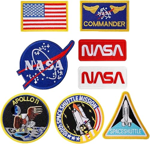 GYGYL 8Pcs Iron on Patches Us Flag NASA Logo Embroidered Patches, Sew On/Iron On Patch for Jackets, Jeans, Pants, Backpacks, Clothes von GUYI