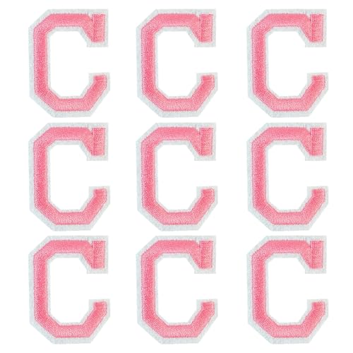 GYGYL Aufnäher zum Aufbügeln, 9 Stück, 5,1 cm, rosa Buchstaben "C", bestickter Aufnäher für Kleidung, Kleid, Hut, Socken, Jeans, DIY-Zubehör von GUYI