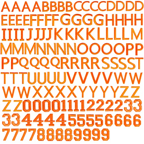 GYGYL Aufnäher zum Aufbügeln mit Buchstaben (A–Z) und Ziffern 0–9), Applikationen für Kleidung, Kleid, Hut, Socken, Jeans, DIY-Zubehör, Orange, 144 Stück von GUYI