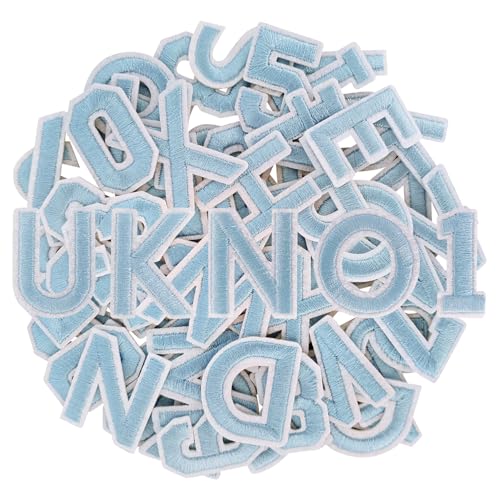 GYGYL Aufnäher zum Aufbügeln mit Buchstaben und Zahlen, bestickt, zum Aufnähen oder Aufbügeln, Alphabet A-Z, Zahlen 0–9, Applikation für Kleidung, Kleid, Hut, Socken, Jeans, DIY-Zubehör (Hellblau), 72 GYGYL Aufnäher zum Aufbügeln mit Buchstaben und Zahlen, bestickt, zum Aufnähen oder Aufbügeln, Alphabet A-Z, Zahlen 0–9, Applikation für Kleidung, Kleid, Hut, Socken, Jeans, DIY-Zubehör (Hellblau), 72 von GUYI
