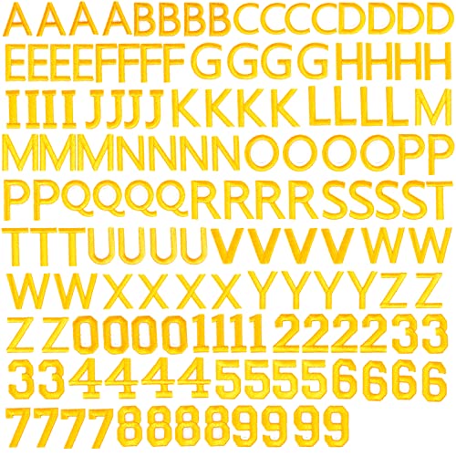 GYGYL Aufnäher zum Aufbügeln mit Buchstabenalphabet A–Z, Zahlen 0–9, bestickte Applikation für Kleidung, Kleid, Hut, Socken, Jeans, Bastelzubehör, Gelb, 144 Stück GYGYL Aufnäher zum Aufbügeln mit Buchstabenalphabet A–Z, Zahlen 0–9, bestickte Applikation für Kleidung, Kleid, Hut, Socken, Jeans, Bastelzubehör, Gelb, 144 Stück von GUYI