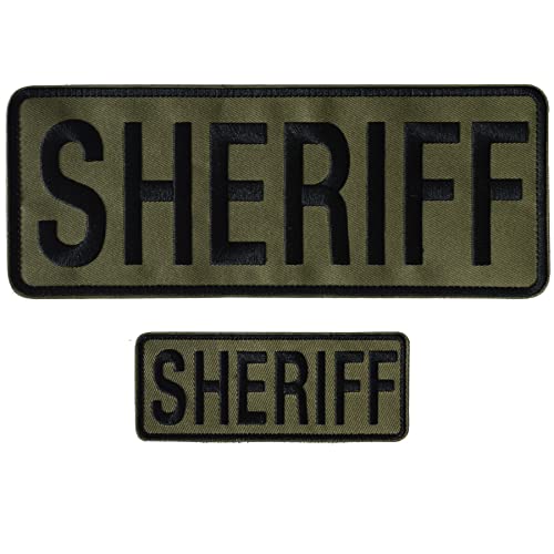 GYGYL Sheriff-Aufnäher Mit Haken und Schlaufe für Polizeiweste, Jacke, Rückwand (Klein und Groß) - Grün, 2 Stück von GUYI