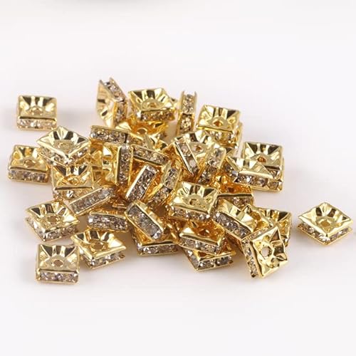 50 Stück/Los 4 6 8 10 mm Strass-Kristall, runde lose Abstandsperlen für Schmuck, DIY, Herstellung von Armbändern, Halsketten, Zubehör, quadratisch, 18 Karat Gold, 4 mm, 50 Stück 50 Stück/Los 4 6 8 10 mm Strass-Kristall, runde lose Abstandsperlen für Schmuck, DIY, Herstellung von Armbändern, Halsketten, Zubehör, quadratisch, 18 Karat Gold, 4 mm, 50 Stück von GUYOS