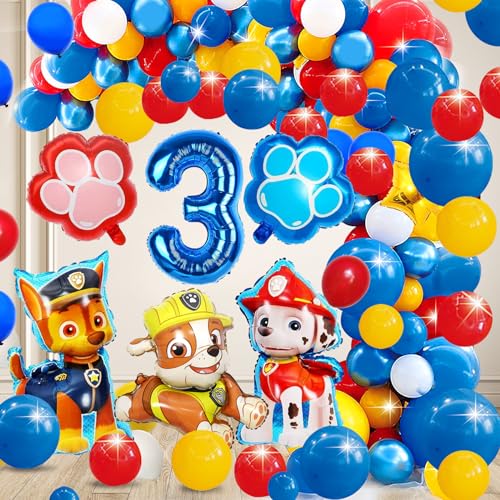 67 Stück Patrol Dog Deko Geburtstag 3 Jahre, Hintergrund Geburtstag, Luftballons, Patrol Dog Ballons Geburtstag 3 Jahre, Folienballon, Latex Luftballons, Kindergeburtstag Partydeko 3 Jahre von GUYOS
