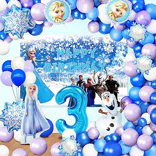 76 Stücke Elsa Geburtstagsparty Deko 3 Jahre, Elsa Ballon 3 Jahre, Elsa Banner Geburtstag Mädchen, Kindergeburtstag Partydeko, Elsa 3 Jahre Geburtstagsparty Deko, für 3 Jahre Mädchen Geburtstagsdeko von GUYOS