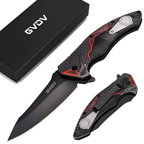 GVDV Klappmesser 7Cr17 Stahlklinge - Taschenmesser Griff 3D Drucken, Outdoor Messer Einhandmesser für Survival Camping Jagd mit Liner-Lock von GVDV