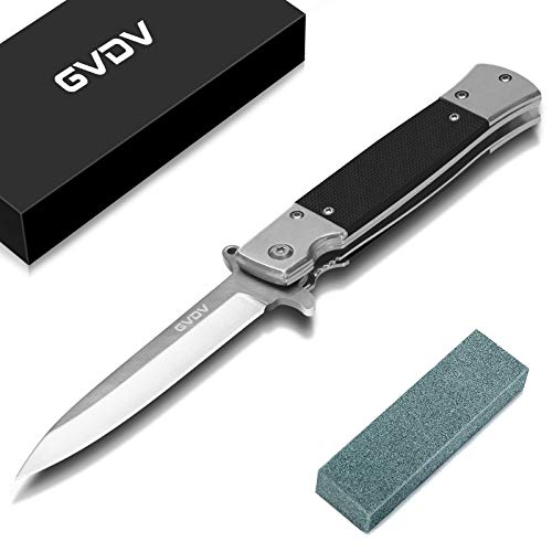 GVDV Klappmesser mit G10-Griff, 7Cr17 Edelstahl Taschenmesser mit Liner-Lock, Survival Jagd Camping Outdoor Messer für Männer von GVDV