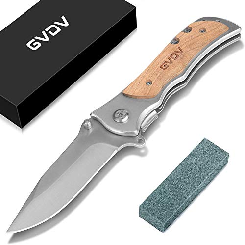 GVDV Outdoor Klappmesser klein mit Schleifstein, Taschenmesser 7CR17, Outdoormesser mit Holzgriff Olivenholz, Jagdmesser Survival Messer für Jagd Angel Camping GVDV Outdoor Klappmesser klein mit Schleifstein, Taschenmesser 7CR17, Outdoormesser mit Holzgriff Olivenholz, Jagdmesser Survival Messer für Jagd Angel Camping von GVDV