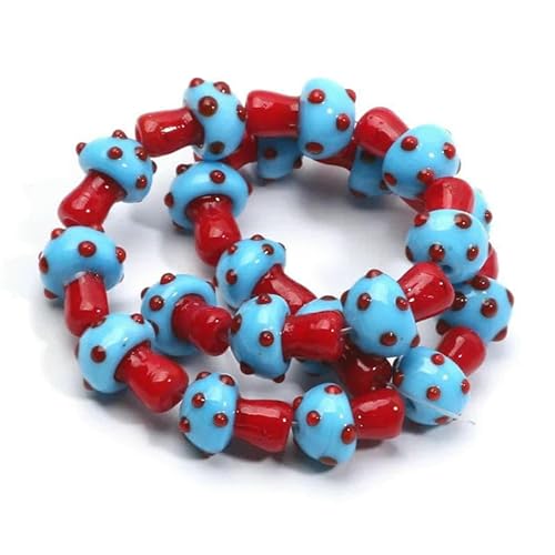 10 Stück 12 x 17 mm bunte Pilzform Lampwork Glas lose Perlen für DIY Handwerk Schmuckherstellung Fundstücke handgefertigte Schmuckperlen-C06139-10 Stück von GVEKJ