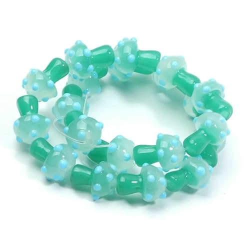 10 Stück 12 x 17 mm bunte Pilzform Lampwork Glas lose Perlen für DIY Handwerk Schmuckherstellung Fundstücke handgefertigte Schmuckperlen-C06145-10 Stück von GVEKJ