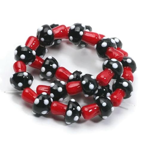 10 Stück 12 x 17 mm bunte Pilzform Lampwork Glas lose Perlen für DIY Handwerk Schmuckherstellung Fundstücke handgefertigte Schmuckperlen-C06146-10 Stück von GVEKJ