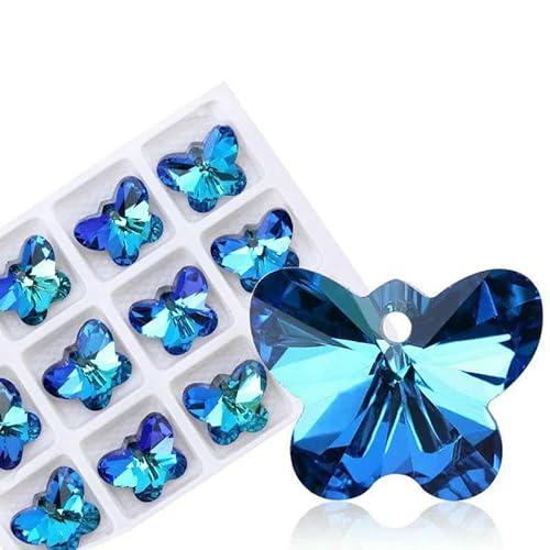 10 Stück 14,0 mm neue Schmetterlingsanhänger-Perlen aus Glas, Schmetterlingsanhänger, Edelsteine, Kristall für Mode, Damen, DIY-Schmuckherstellung, Ohrring-Halskette, himmelblau 10 Stück 14,0 mm neue Schmetterlingsanhänger-Perlen aus Glas, Schmetterlingsanhänger, Edelsteine, Kristall für Mode, Damen, DIY-Schmuckherstellung, Ohrring-Halskette, himmelblau von GVEKJ