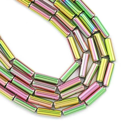 13 x 4,0 mm langer Zylinder, Lava-Naturstein, roségoldfarben, bronzefarben, runde Abstandshalter, lose Perlen zur Schmuckherstellung, DIY-Armbänder, 4 – Neugrün, 13 x 4,0 mm, 28 Stück von GVEKJ