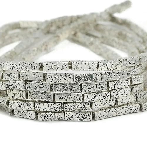 13 x 4,0 mm langer Zylinder aus Lava-Naturstein, roségoldfarben, bronzefarben, runde Abstandshalter, lose Perlen zur Schmuckherstellung, DIY-Armbänder, 2, Antiksilber, 13 x 4,0 mm, 28 Stück von GVEKJ