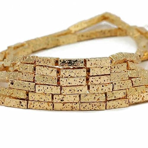 13 x 4,0 mm langer Zylinder aus Lava-Naturstein, roségoldfarben, bronzefarben, runde Abstandshalter, lose Perlen zur Schmuckherstellung, DIY-Armbänder, 2 – 14 Karat Gold, 13 x 4,0 mm, 28 Stück von GVEKJ
