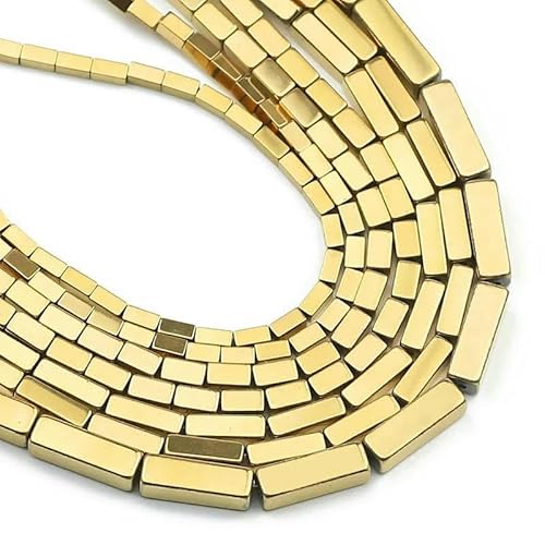 13 x 4,0 mm langer Zylinder aus Lava-Naturstein, roségoldfarben, bronzefarben, runde Abstandshalter, lose Perlen zur Schmuckherstellung, DIY-Armbänder, 2- Gold, 13 x 4,0 mm, 28 Stück von GVEKJ