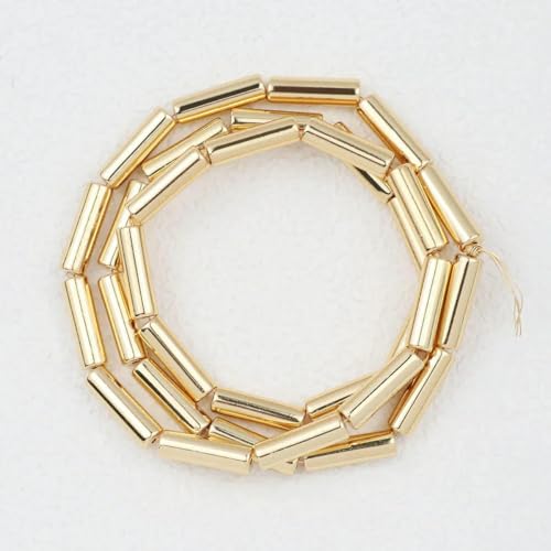 13 x 4,0 mm langer Zylinder aus Lava-Naturstein, roségoldfarben, bronzefarben, runde Abstandshalter, lose Perlen zur Schmuckherstellung, DIY-Armbänder, 3-14 Karat Gold, 13 x 4,0 mm, 28 Stück von GVEKJ