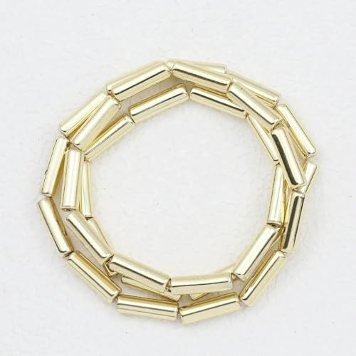 13 x 4,0 mm langer Zylinder aus Lava-Naturstein, roségoldfarben, bronzefarben, runde Abstandshalter, lose Perlen zur Schmuckherstellung, DIY-Armbänder, 3-9 Karat Gold, 13 x 4,0 mm, 28 Stück von GVEKJ