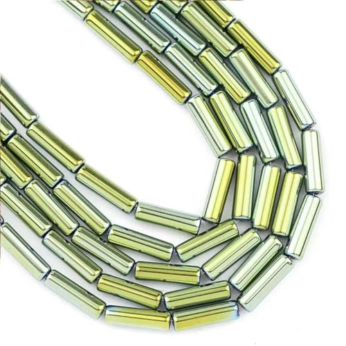 13 x 4,0 mm langer Zylinder aus Lava-Naturstein, roségoldfarben, bronzefarben, runde Abstandshalter, lose Perlen zur Schmuckherstellung, DIY-Armbänder, 4- Grün, 13 x 4,0 mm, 28 Stück von GVEKJ