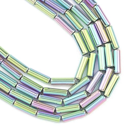 13 x 4,0 mm langer Zylinder aus Lava-Naturstein, roségoldfarben, bronzefarben, runde Abstandshalter, lose Perlen zur Schmuckherstellung, DIY-Armbänder, 4- Hellviolett, 13 x 4,0 mm, 28 Stück von GVEKJ
