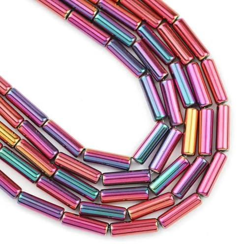 13 x 4,0 mm langer Zylinder aus Lava-Naturstein, roségoldfarben, bronzefarben, runde Abstandshalter, lose Perlen zur Schmuckherstellung, DIY-Armbänder, 4-Rosérot, 13 x 4,0 mm, 28 Stück von GVEKJ