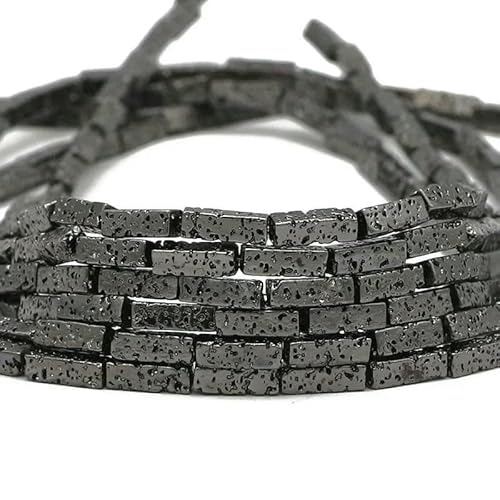 13 x 4,0 mm langer Zylinder aus Lava-Naturstein, roségoldfarben, bronzefarben, runde Abstandshalter, lose Perlen zur Schmuckherstellung, DIY-Armbänder – 2 – Gun Black – 13 x 4,0 mm, 28 Stück von GVEKJ