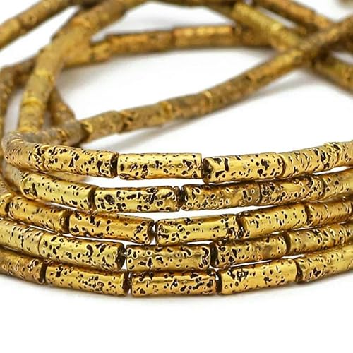 13 x 4,0 mm langer Zylinder aus Lava-Naturstein, roségoldfarben, bronzefarben, runde Abstandshalter, lose Perlen zur Schmuckherstellung, DIY-Armbänder – Antikgold – 13 x 4,0 mm, 28 Stück von GVEKJ