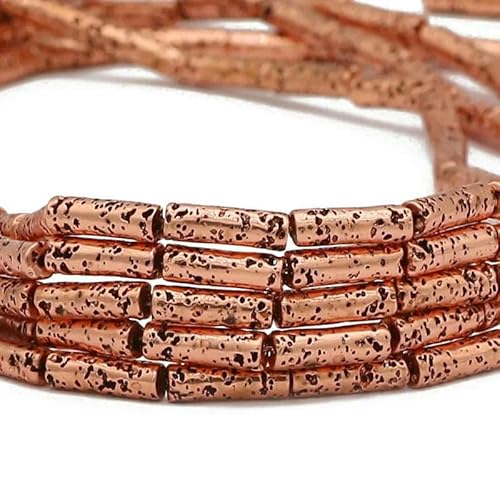 13 x 4,0 mm langer Zylinder aus Lava-Naturstein, roségoldfarben, bronzefarben, runde Abstandshalter, lose Perlen zur Schmuckherstellung, DIY-Armbänder – antikes rotes Kupfer – 13 x 4,0 mm, 28 Stüc von GVEKJ