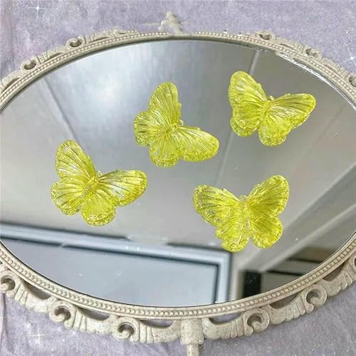 15 Stück 30 mm Acryl Mini Schmetterling Charms Perlen für Schmuckherstellung DIY Halskette Anhänger Schmuck Zubehör-Gelb von GVEKJ