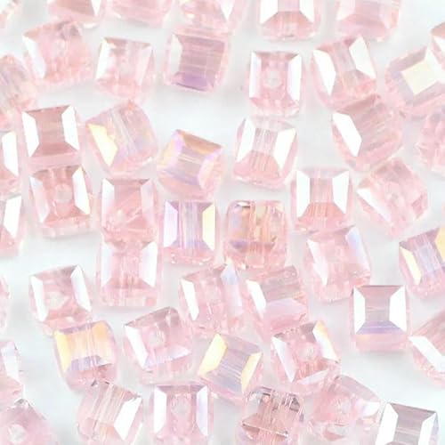 2 3 4 6 8 mm quadratische österreichische Kristallperlen, quadratische Glasperlen, lose Abstandsperlen für Schmuck, Armbänder, Halsketten, DIY-Rosa, 7 mm, 30 Stück, 1 Packung von GVEKJ