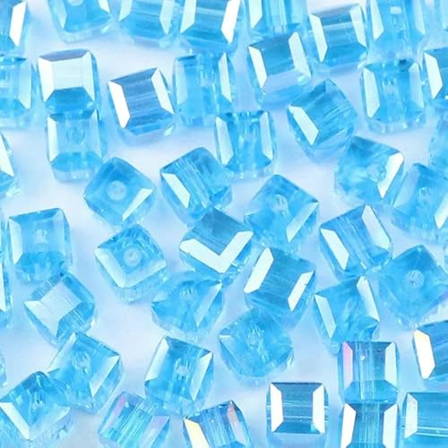 2 3 4 6 8 mm quadratische österreichische Kristallperlen, quadratische Glasperlen, lose Abstandsperlen für Schmuck, Armbänder, Halsketten, DIY-Seeblau, 2 mm, 200 Stück, 1 Packung von GVEKJ