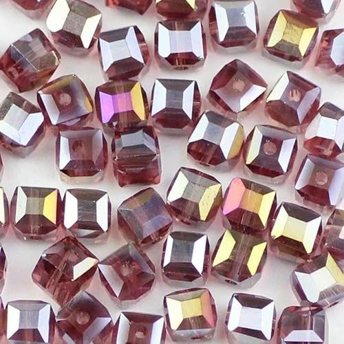 2 3 4 6 8 mm quadratische österreichische Kristallperlen, quadratische lose Glas-Abstandsperlen für Schmuck, Armbänder, Halsketten, DIY-Lila, 7 mm, 30 Stück, 1 Packung von GVEKJ
