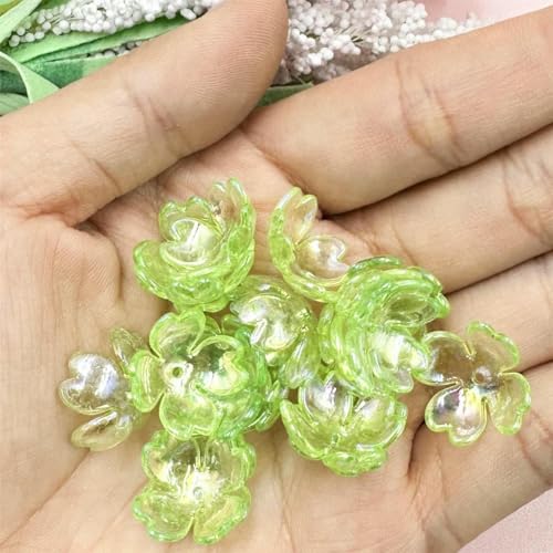 20 Stück 15,5 mm Blumen-Acrylperlenkappen-Anhänger für DIY-Schmuckherstellung, handgefertigt, für Ohrringe, Armbänder, Halsketten, Zubehör, grün 20 Stück 15,5 mm Blumen-Acrylperlenkappen-Anhänger für DIY-Schmuckherstellung, handgefertigt, für Ohrringe, Armbänder, Halsketten, Zubehör, grün von GVEKJ