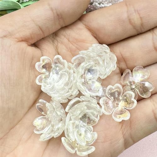 20 Stück 15,5 mm Blumen-Acrylperlenkappen-Anhänger für DIY-Schmuckherstellung, handgefertigt für Ohrringe, Armbänder, Halsketten, Zubehör, Weiß 20 Stück 15,5 mm Blumen-Acrylperlenkappen-Anhänger für DIY-Schmuckherstellung, handgefertigt für Ohrringe, Armbänder, Halsketten, Zubehör, Weiß von GVEKJ