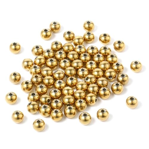 30–200 Stück, 4–8 mm, 304 Edelstahl-Kugelperlen zur Schmuckherstellung, DIY, lose Abstandshalter, Metallperlen, 18 Karat vergoldet, 6 mm x Loch 1,5 mm, 50 Stück 30–200 Stück, 4–8 mm, 304 Edelstahl-Kugelperlen zur Schmuckherstellung, DIY, lose Abstandshalter, Metallperlen, 18 Karat vergoldet, 6 mm x Loch 1,5 mm, 50 Stück von GVEKJ