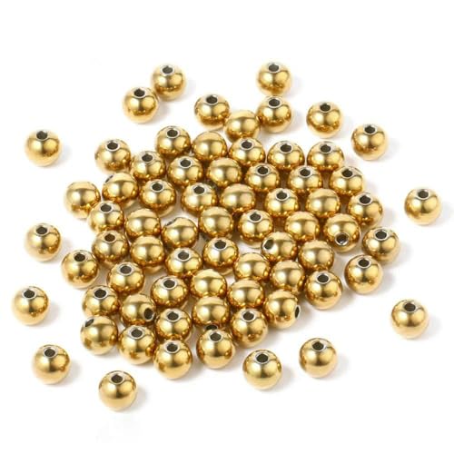 30–200 Stück, 4–8 mm, Kugelperlen aus 304 Edelstahl für die Schmuckherstellung, DIY, lose Abstandsperlen aus Metall, 18 Karat vergoldet, 5 mm x Loch 1,5 mm, 100 Stück 30–200 Stück, 4–8 mm, Kugelperlen aus 304 Edelstahl für die Schmuckherstellung, DIY, lose Abstandsperlen aus Metall, 18 Karat vergoldet, 5 mm x Loch 1,5 mm, 100 Stück von GVEKJ