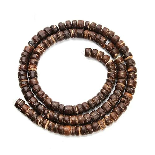5/8/10 mm abgeflachte Naturholzperlen zur Schmuckherstellung, flache runde Holz-Gebetsperlen, Reifenkugel, Schnur, Halskette, Armband, Dunkelbraun, 5 mm, 110 Stück von GVEKJ