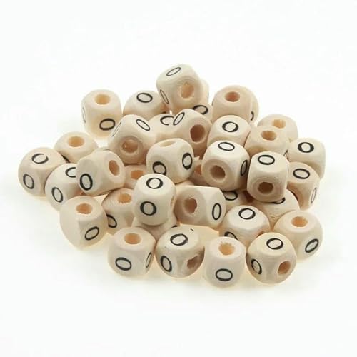 50 Stück/Packung 10 mm AZ Naturholzbuchstabenperlen Gemischtes Alphabet Quadratwürfel Holzperlen für die Schmuckherstellung DIY Armband Halskette-O von GVEKJ
