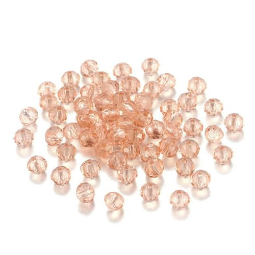 70–300 Stück 3/4/6/8 mm durchscheinende tschechische Kristallglasperle, facettiert, bunte Abstandsperle für DIY-Armbänder, Schmuckherstellung, Zubehör – Altrosa – 6 mm x 100 Stück von GVEKJ