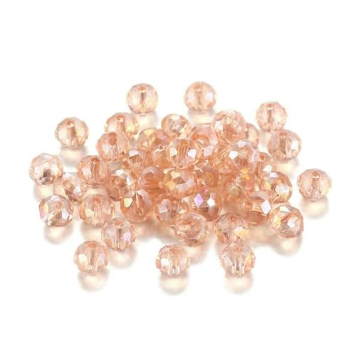70–300 Stück 3/4/6/8 mm durchscheinende tschechische Kristallglasperle, facettiert, bunte Abstandsperle für DIY-Armbänder, Schmuckherstellung, Zubehör – Altrosa – AB – 6 mm x 100 Stück von GVEKJ