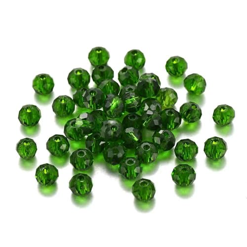 70–300 Stück 3/4/6/8 mm durchscheinende tschechische Kristallglasperle, facettiert, bunte Abstandsperle für DIY-Armbänder, Schmuckherstellung, Zubehör – Dunkelgrün – 8 mm x 70 Stück von GVEKJ