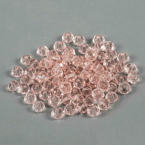 70–300 Stück 3/4/6/8 mm durchscheinende tschechische Kristallglasperle, facettiert, bunte Abstandsperle für DIY-Armbänder, Schmuckherstellung, Zubehör – Hellrosa – 6 mm x 100 Stück von GVEKJ