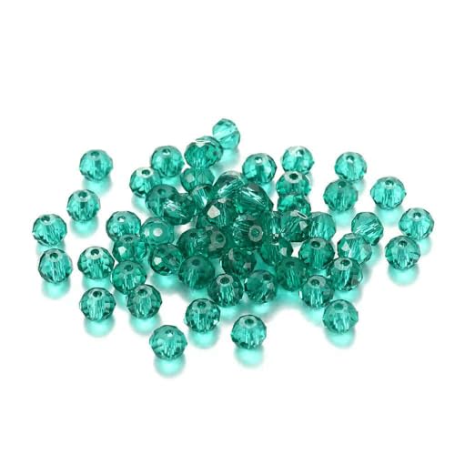 70–300 Stück 3/4/6/8 mm durchscheinende tschechische Kristallglasperle, facettiert, bunte Abstandsperle für DIY-Armbänder, Schmuckherstellung, Zubehör – Pfauenblau – 6 mm x 100 Stück von GVEKJ