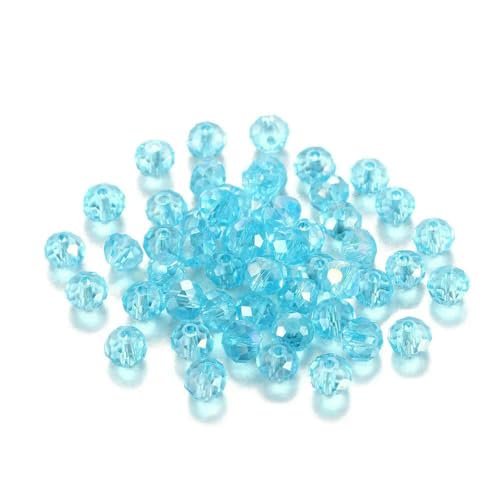 70–300 Stück 3/4/6/8 mm durchscheinende tschechische Kristallglasperle, facettiert, bunte Abstandsperle für DIY-Armbänder, Schmuckherstellung, Zubehör – Seeblau – AB – 3,0 mm x 300 Stü von GVEKJ