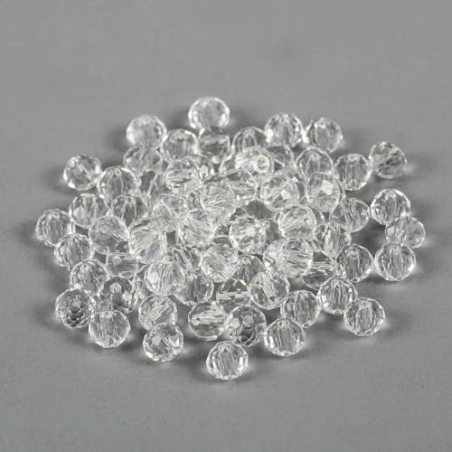 70–300 Stück 3/4/6/8 mm durchscheinende tschechische Kristallglasperle, facettiert, bunte Abstandsperle für DIY-Armbänder, Schmuckherstellung, Zubehör – transparent – 4,0 mm x 200 Stück von GVEKJ