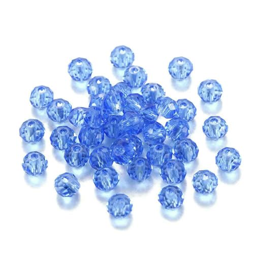 70–300 Stück 3/4/6/8 mm durchscheinende tschechische Kristallglasperle, facettiert, bunte Abstandsperlen für DIY-Armbänder, Schmuckherstellung, Zubehör – Blau – 4,0 mm x 200 Stück von GVEKJ