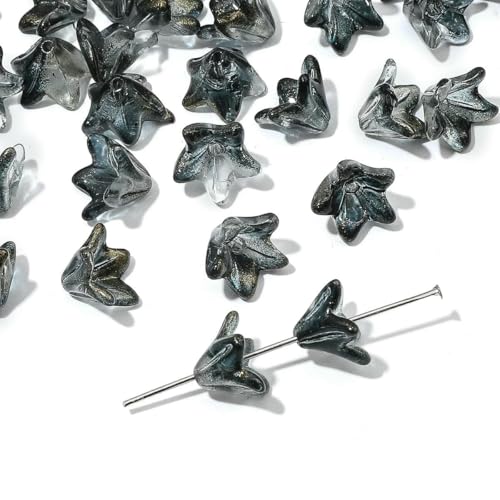 Ca. 20 Stück Glasperlen, kleine Lilien-Streuperlen, handgefertigt zum Selbermachen von Paararmbändern, Halsketten, Ohrringen, Schmuckzubehör, Stil 1, 10 x 13,0 mm, 20 Stück von GVEKJ